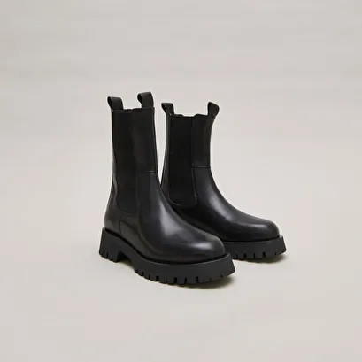 Black Leather Platform Boots