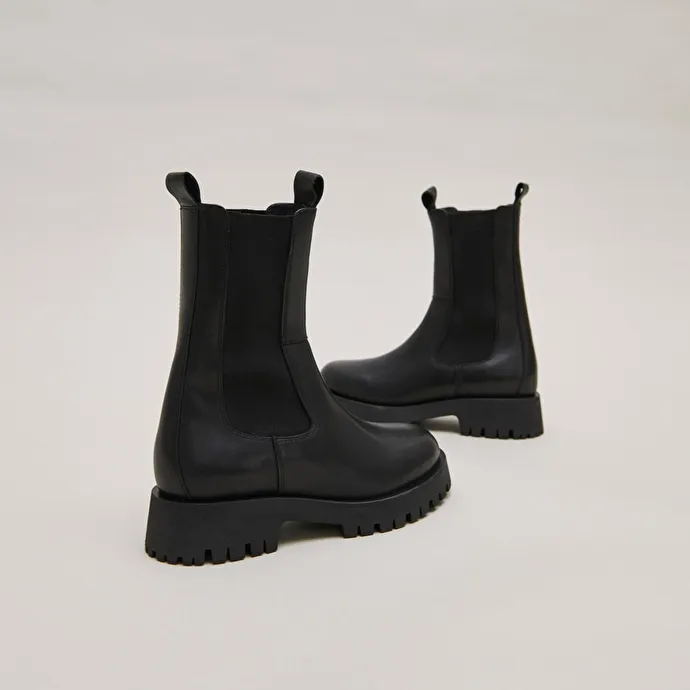 Black Leather Platform Boots