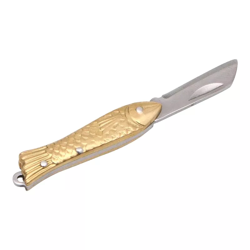 Pocket Fish Keychain Knife Small Folding Folder Brass S 4442932