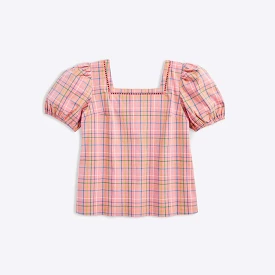 Poplin Puff Sleeve Top for Girls