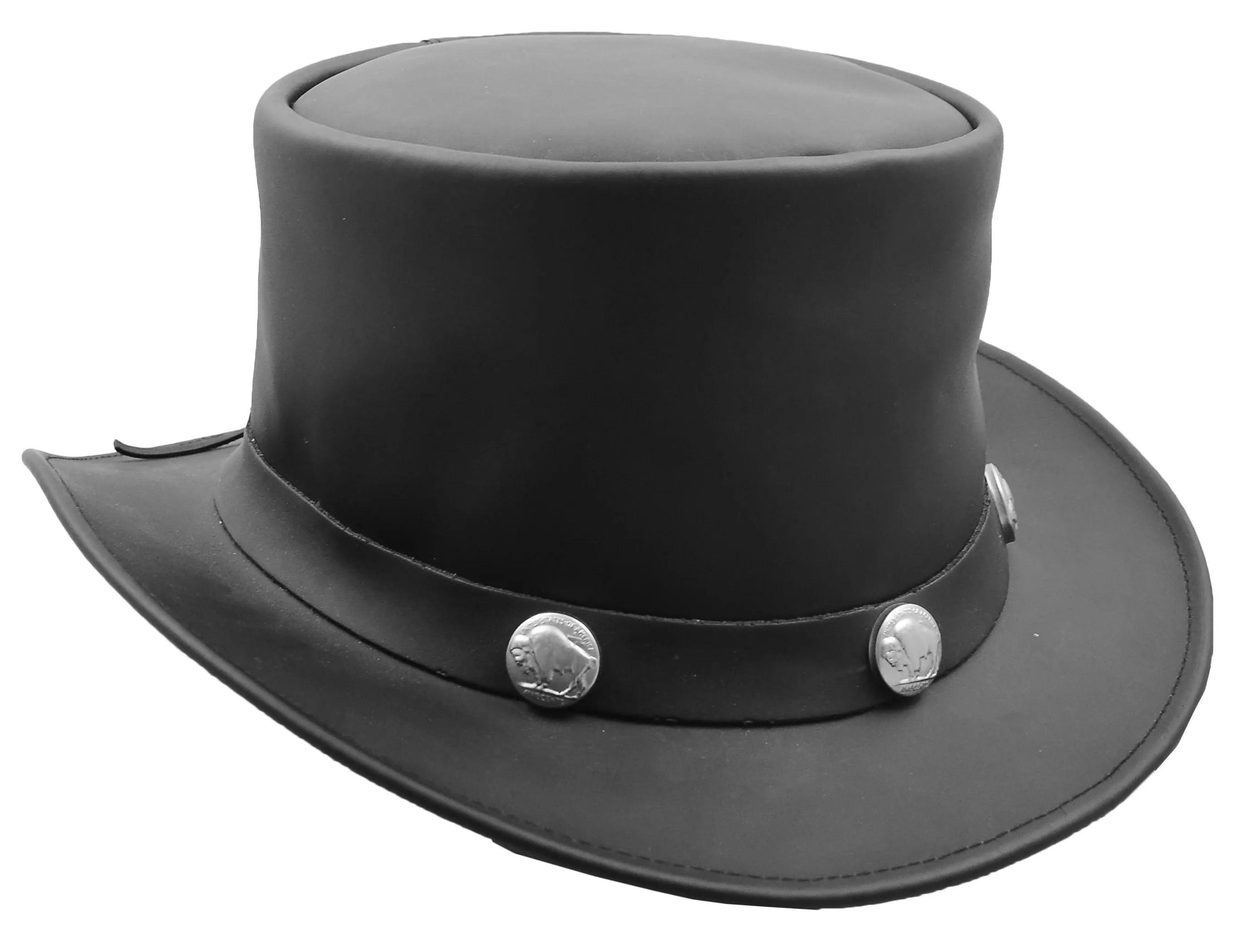 Real Leather Top Hat Buffalo Coins Band Hats HL0011