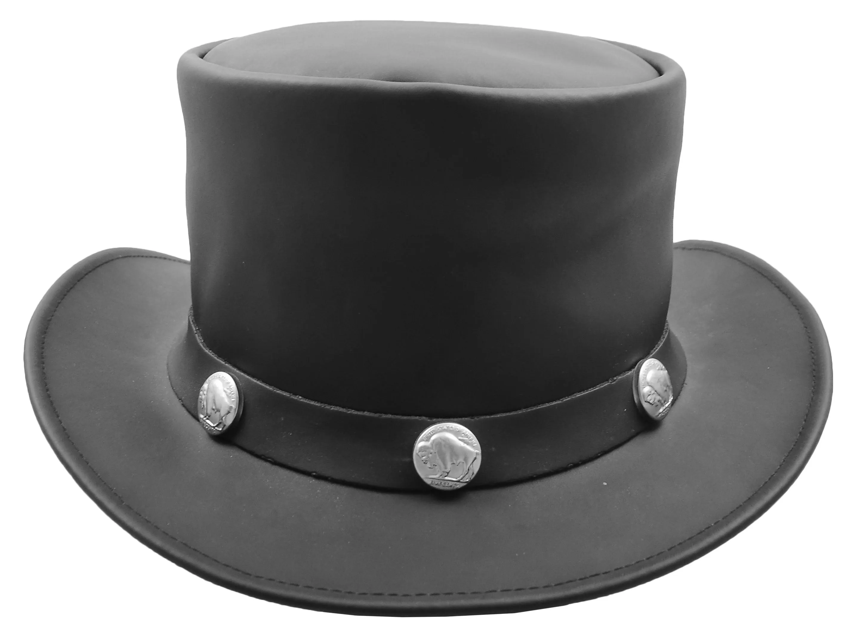 Real Leather Top Hat Buffalo Coins Band Hats HL0011