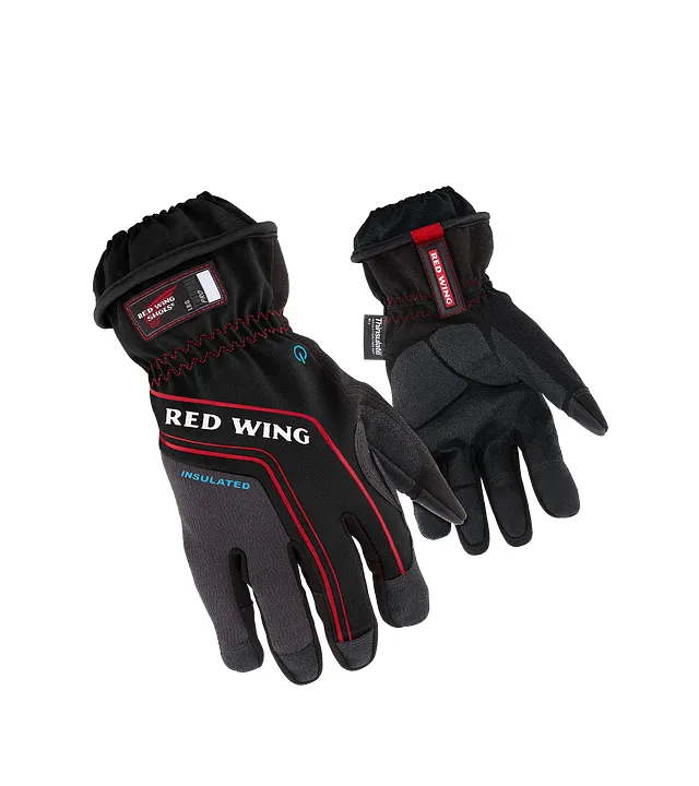 Black Waterproof Work Gloves Red Wing with 100 Gram Insulation (95225)