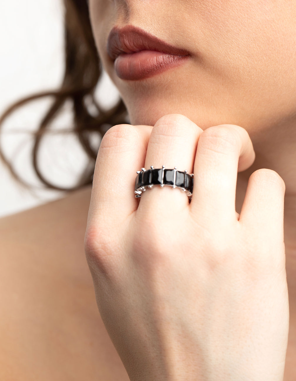 Rhodium Baguette Ring for Sale