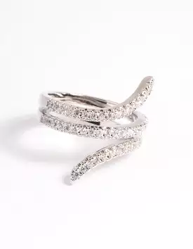 Rhodium CZ Wrap Ring