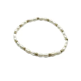 Rice Pearl Bracelet - 3mm 14k Gold-Filled Beads