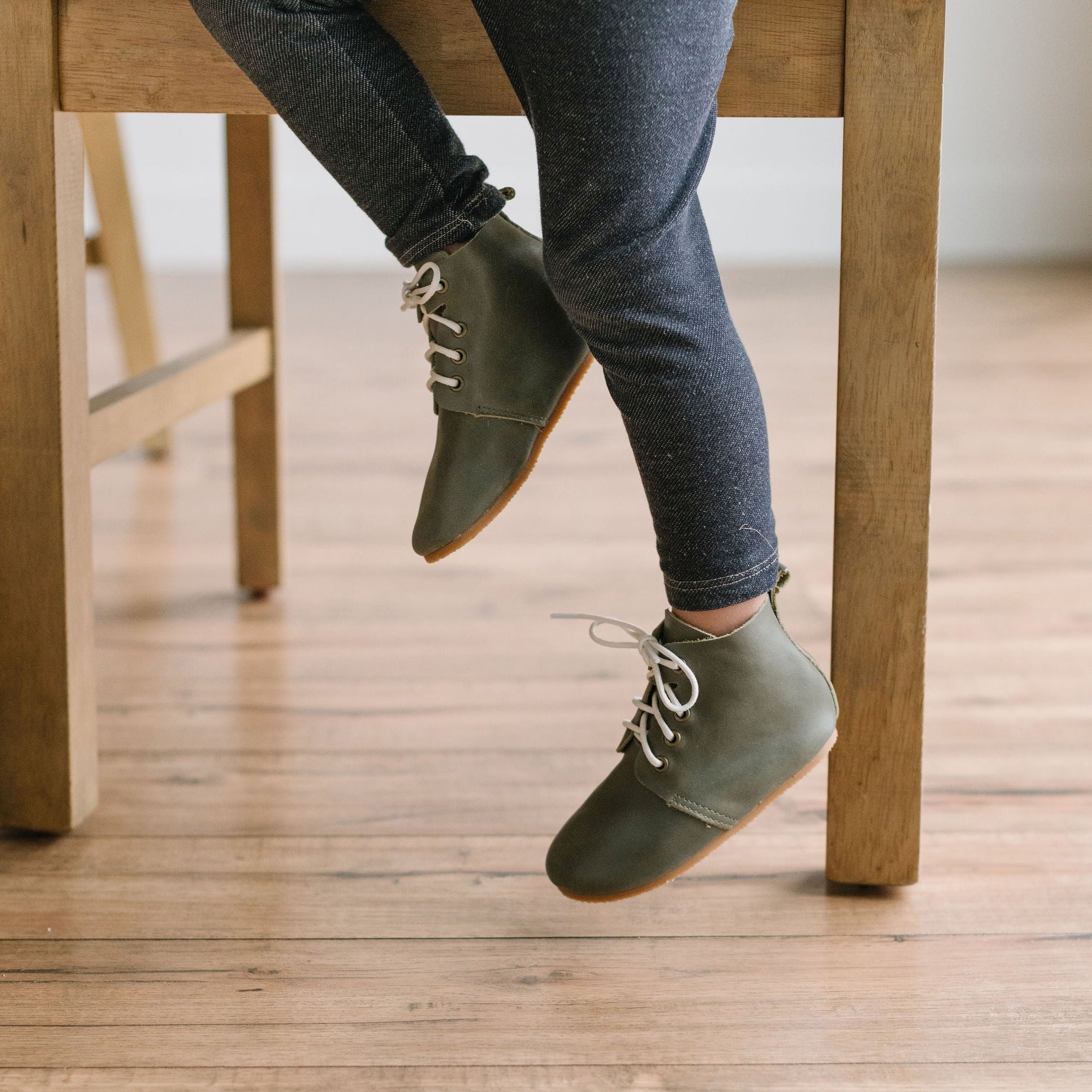 Sage High Top Oxfords with Hard Sole.