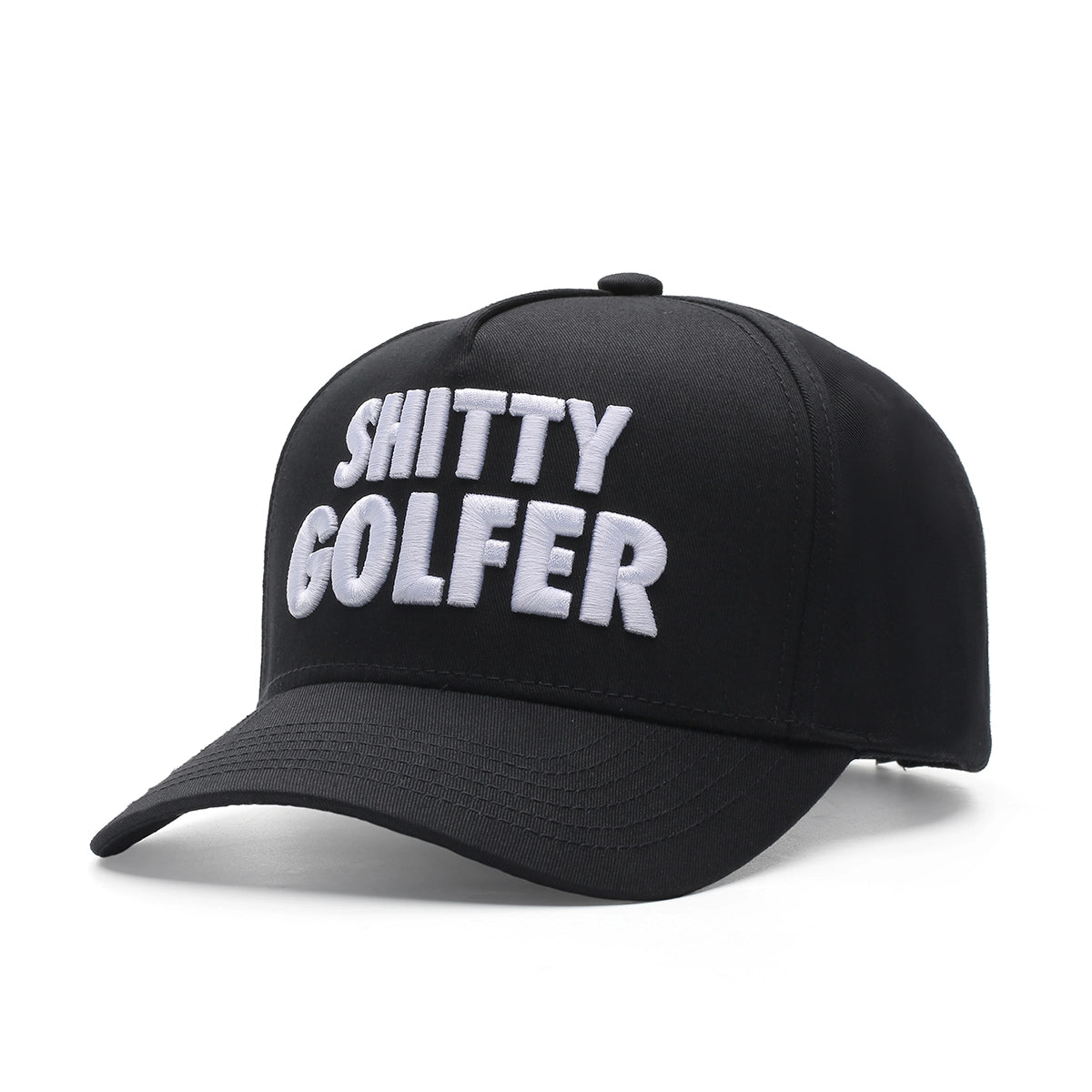 Shitty Golfer Golf Hat - Black SnapBack with Curved Brim.