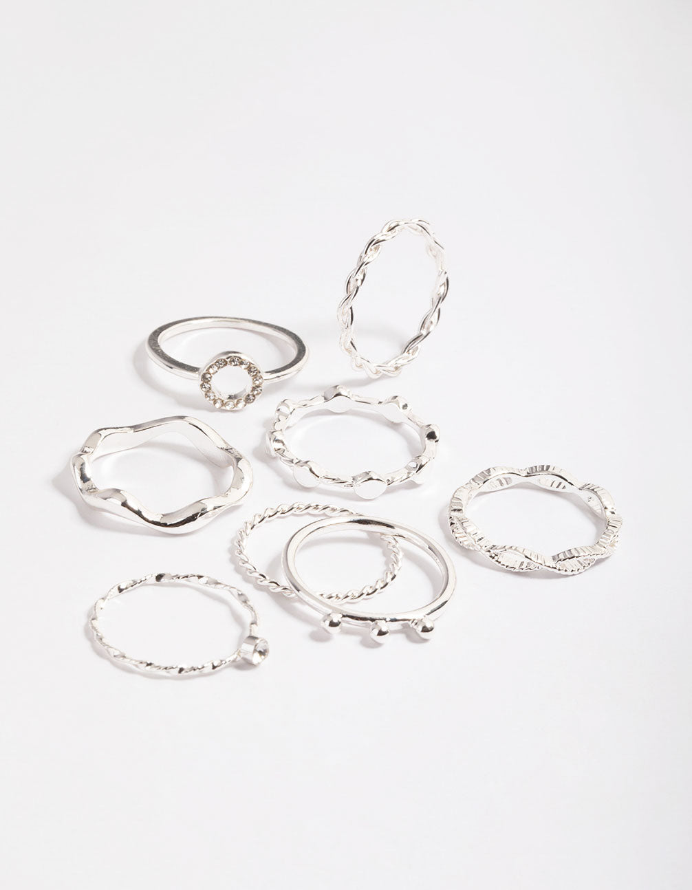 Silver Curve Ring Set