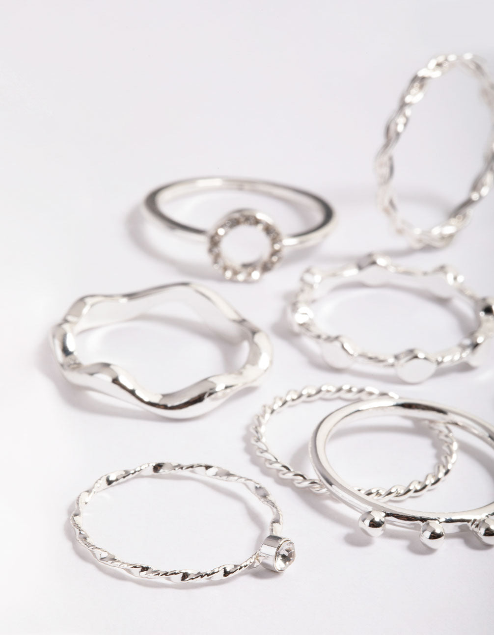 Silver Curve Ring Set