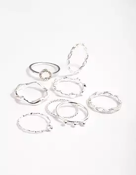 Silver Curve Ring Set