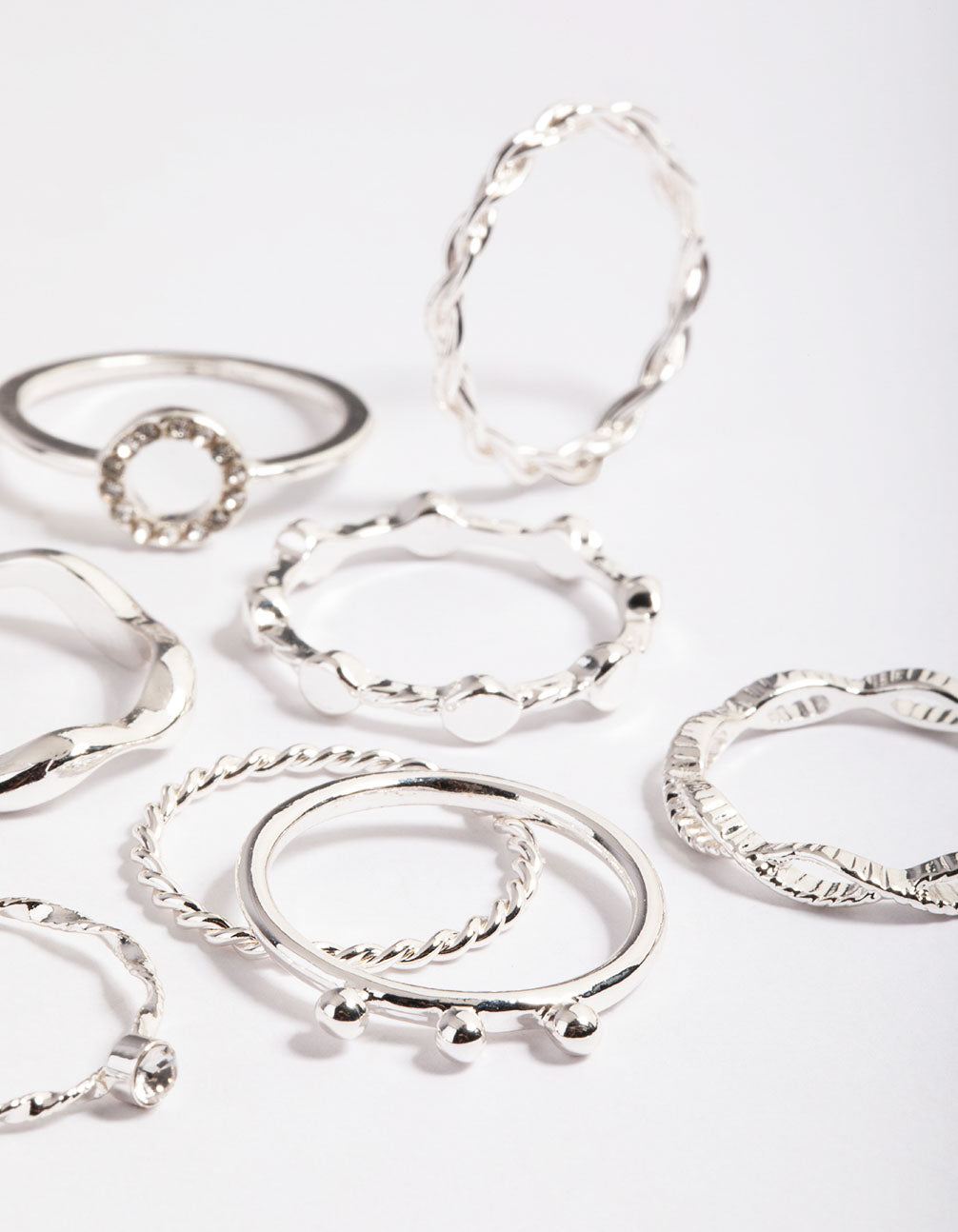 Silver Curve Ring Set