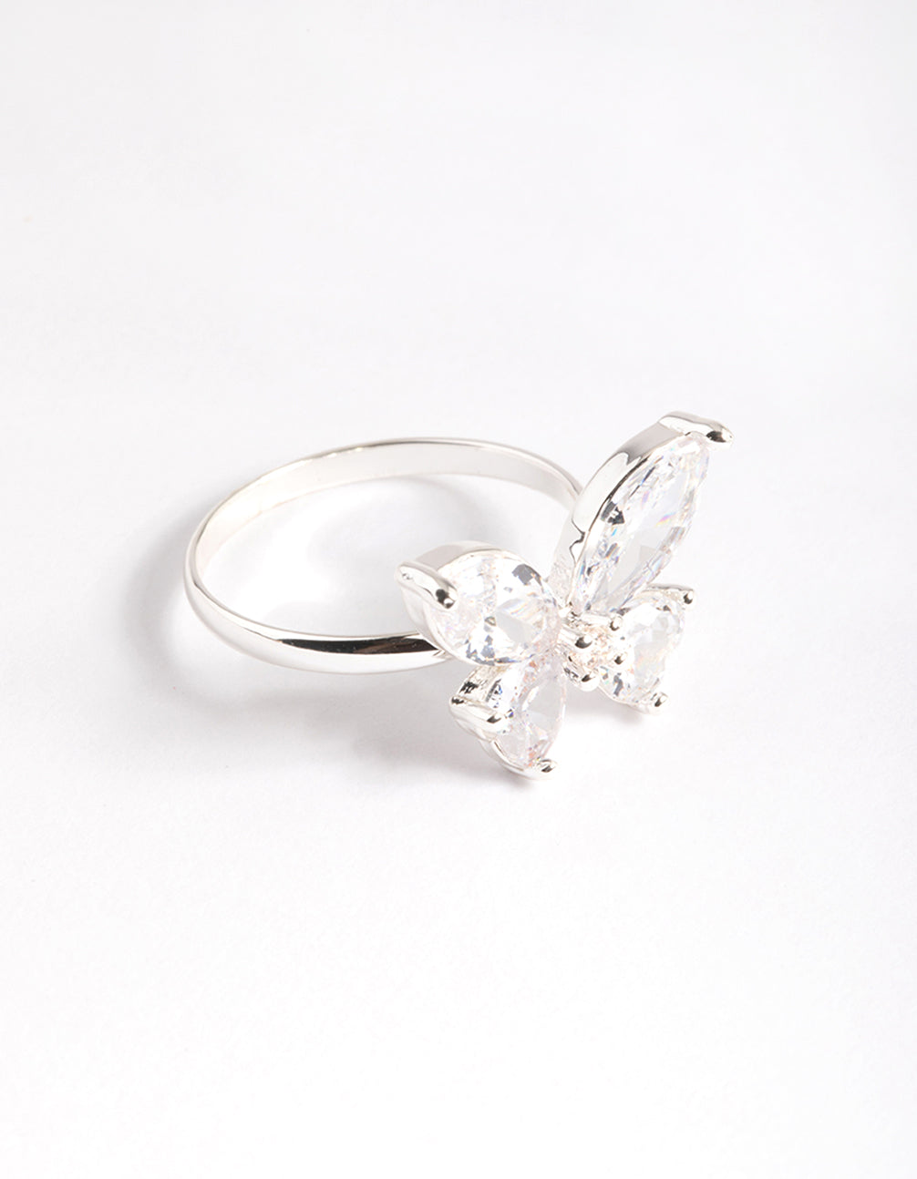 Silver CZ Butterfly Ring