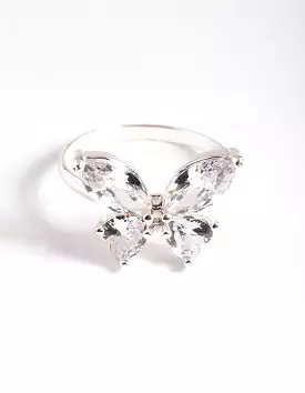 Silver CZ Butterfly Ring