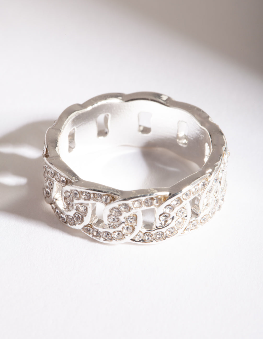 Silver Diamond Chain Ring