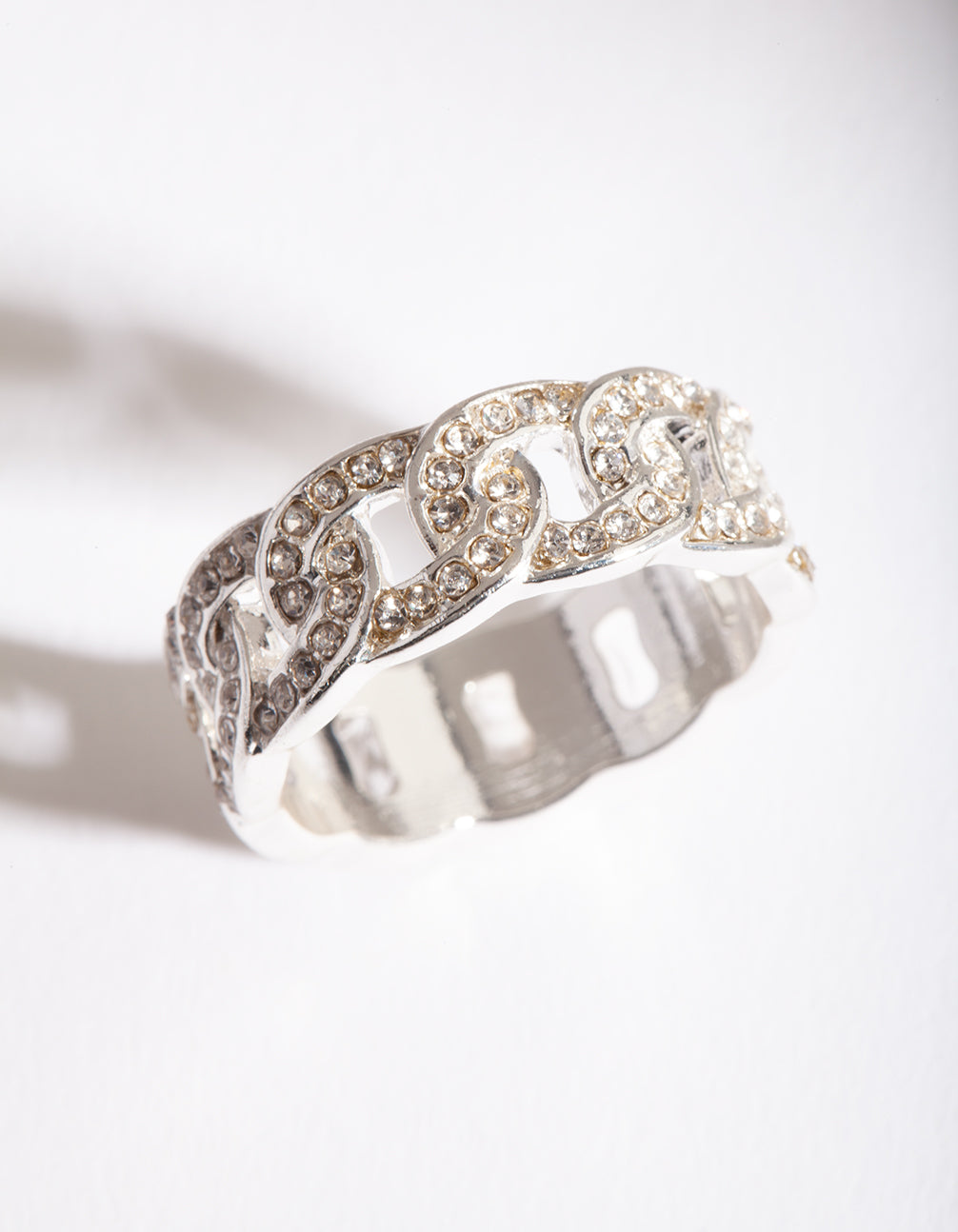 Silver Diamond Chain Ring