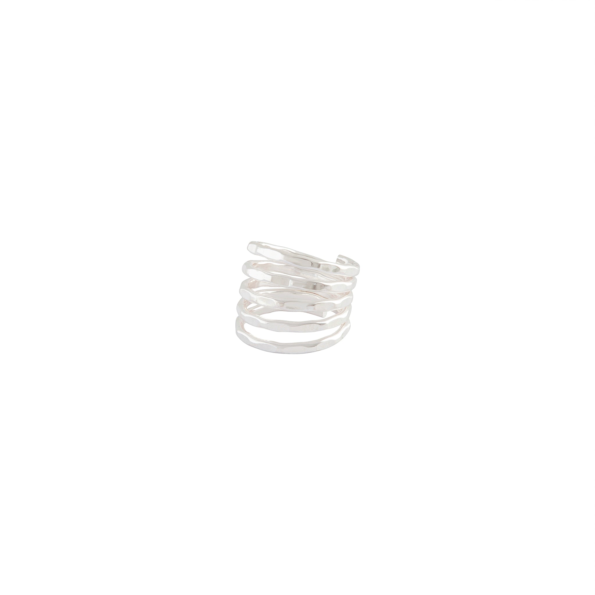 Silver hammered wrap ring