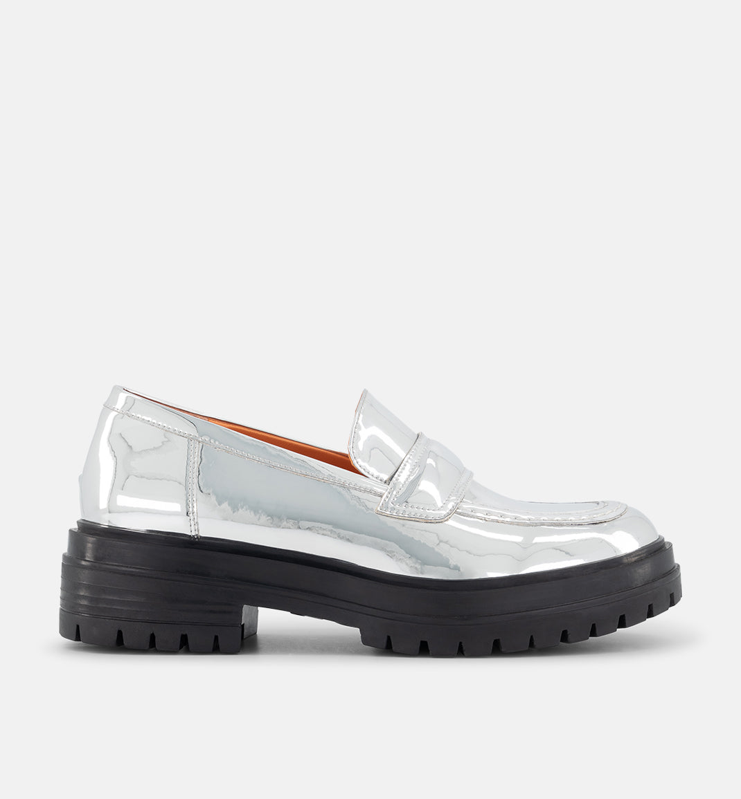 Silver Patent Slip On Loafers