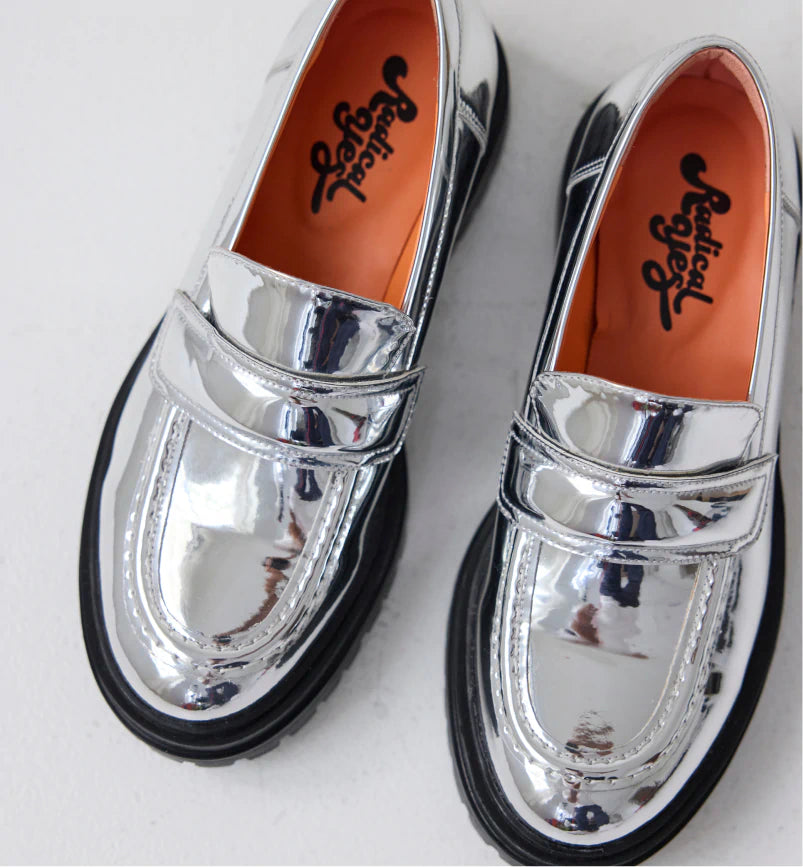 Silver Patent Slip On Loafers