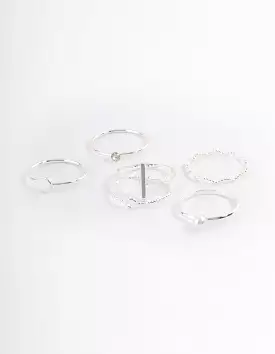 Silver Pearl Rings - Pack of 6