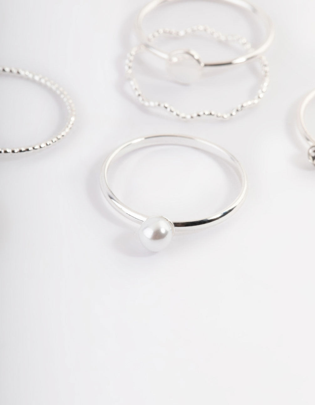 Silver Pearl Rings - Pack of 6