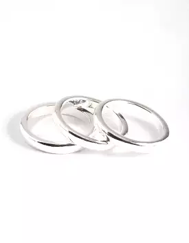 Silver Triple Band Ring 3mm - Plated Alternative