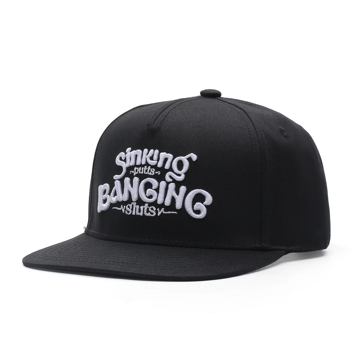 Sinking Putts & Banging Sluts Black Golf Hat – Flat Brim