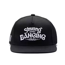 Sinking Putts & Banging Sluts Black Golf Hat – Flat Brim