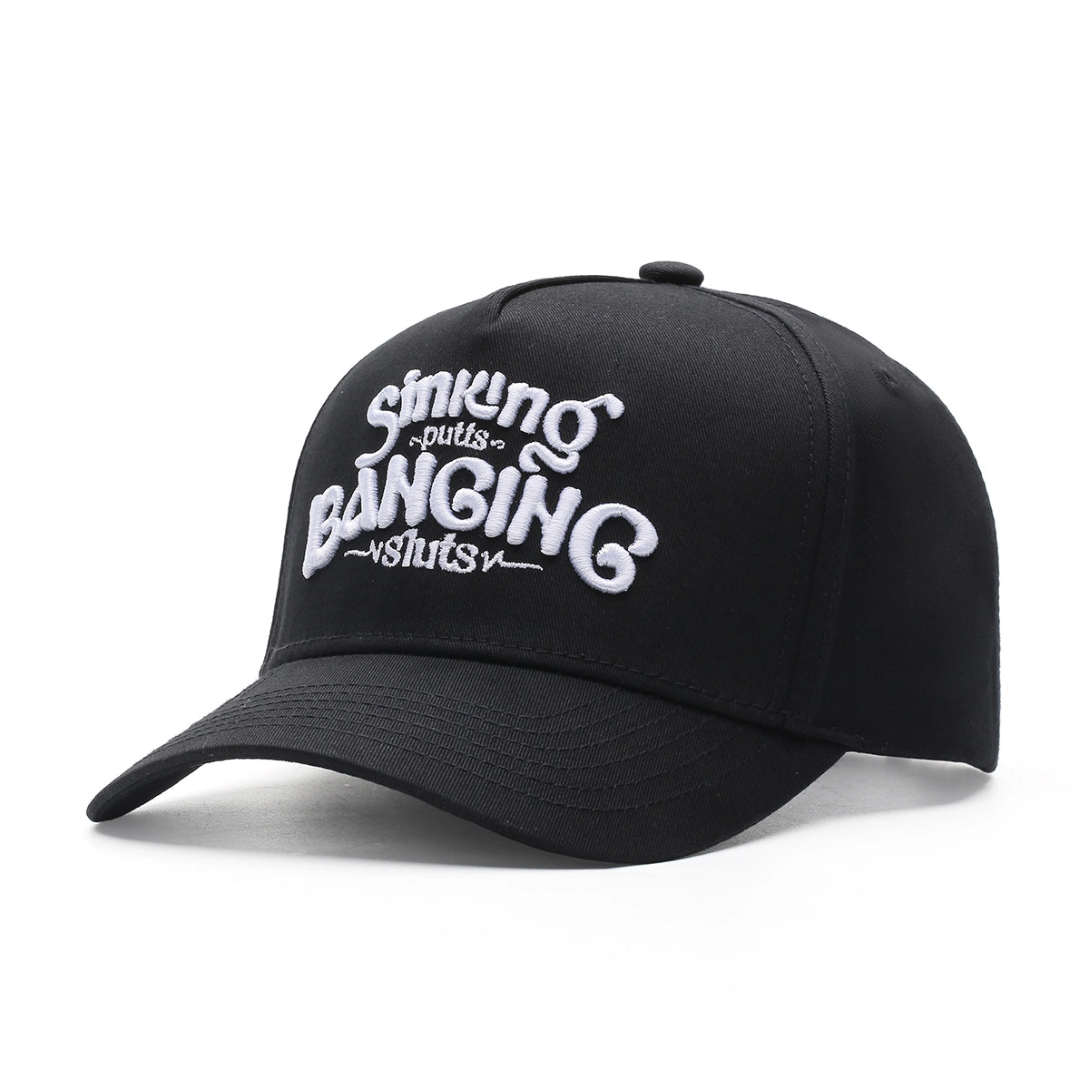 Sinking Putts - Black SnapBack Golf Hat with Curved Brim