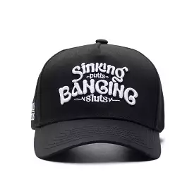 Sinking Putts - Black SnapBack Golf Hat with Curved Brim