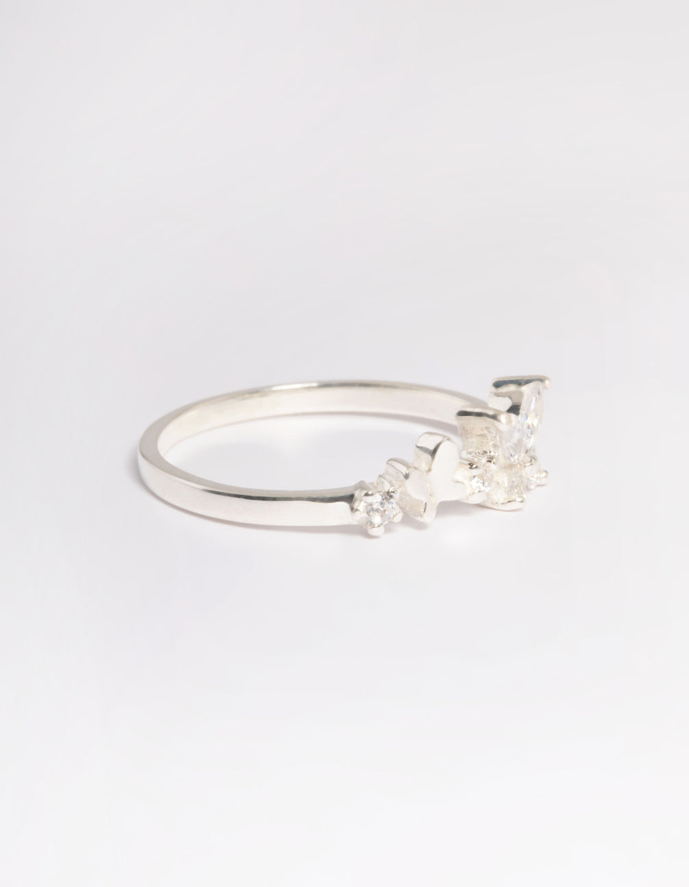 Sterling silver butterfly ring with cubic zirconia