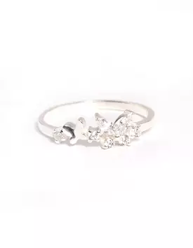 Sterling silver butterfly ring with cubic zirconia