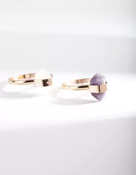 Stone Stacking Ring Set – Mini Shards, Semi-Precious Gemstones