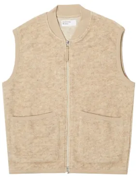 Stone Wool Fleece Zip Waistcoat by Universal Works