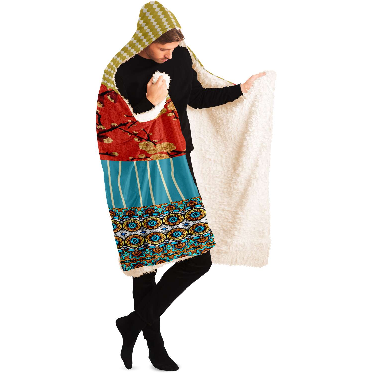 Sukiyaki Sherpa Fleece Hooded Blanket - 3 Size Options