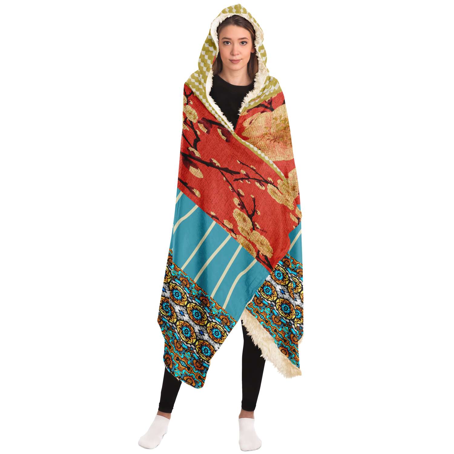 Sukiyaki Sherpa Fleece Hooded Blanket - 3 Size Options