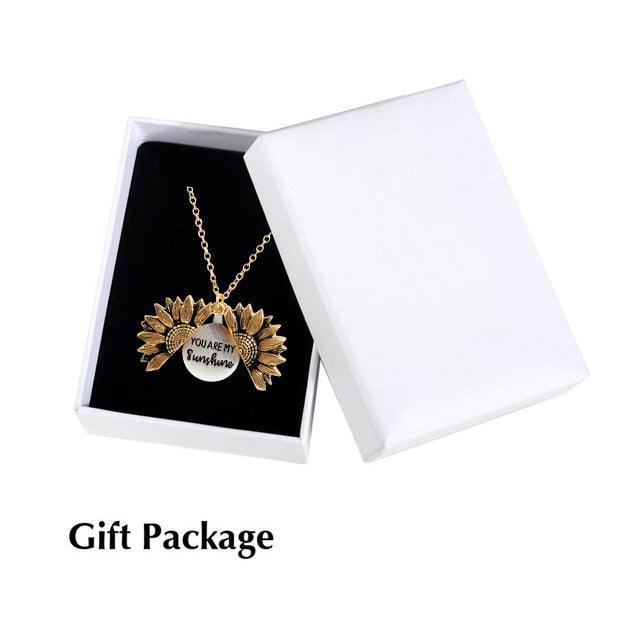 Sunflower Pendant Necklace, Engraved, You are my sunshine - Shop now