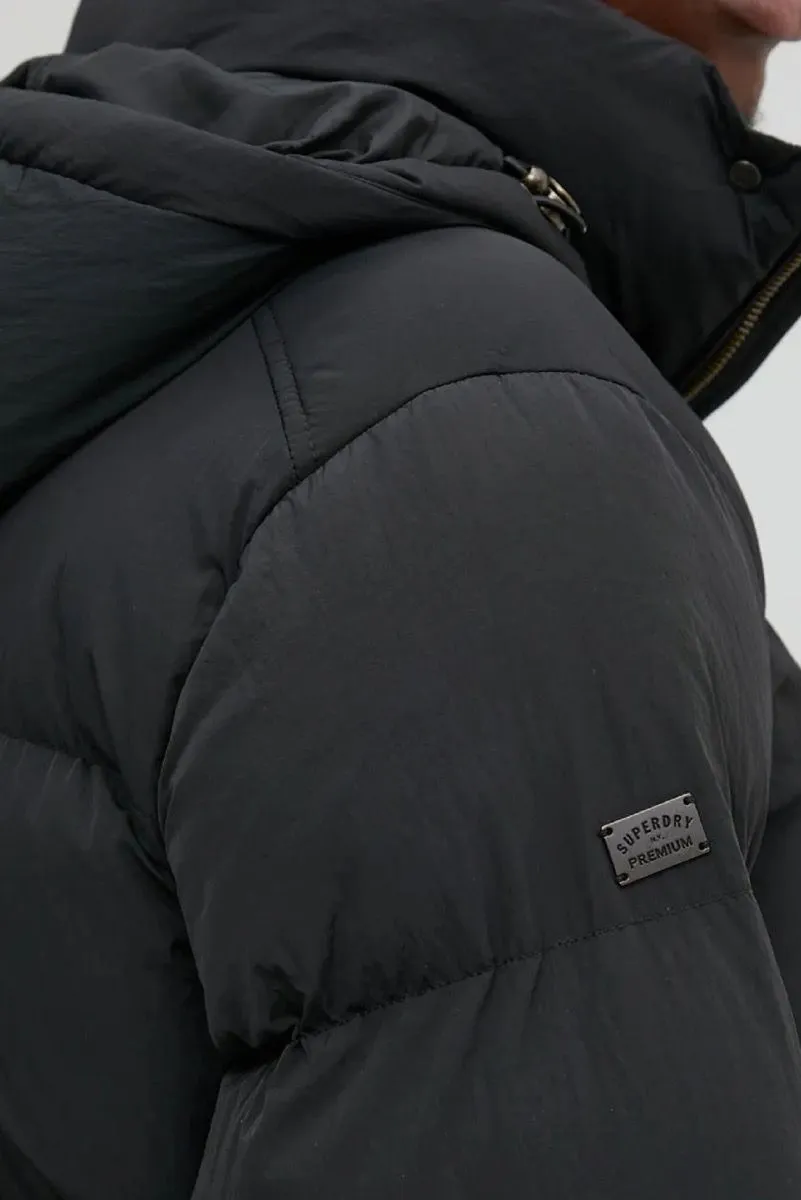 Superdry Black Hooded Longline Puffer Jacket