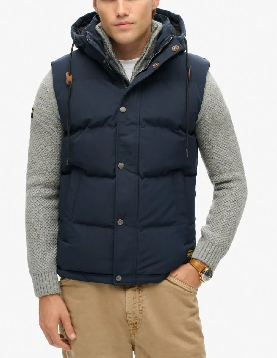 Superdry Eclipse Navy Everest Hooded Puffer Bodywarmer Gilet