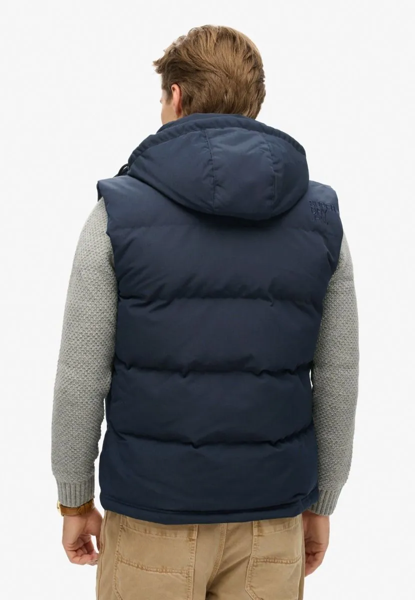 Superdry Eclipse Navy Everest Hooded Puffer Bodywarmer Gilet