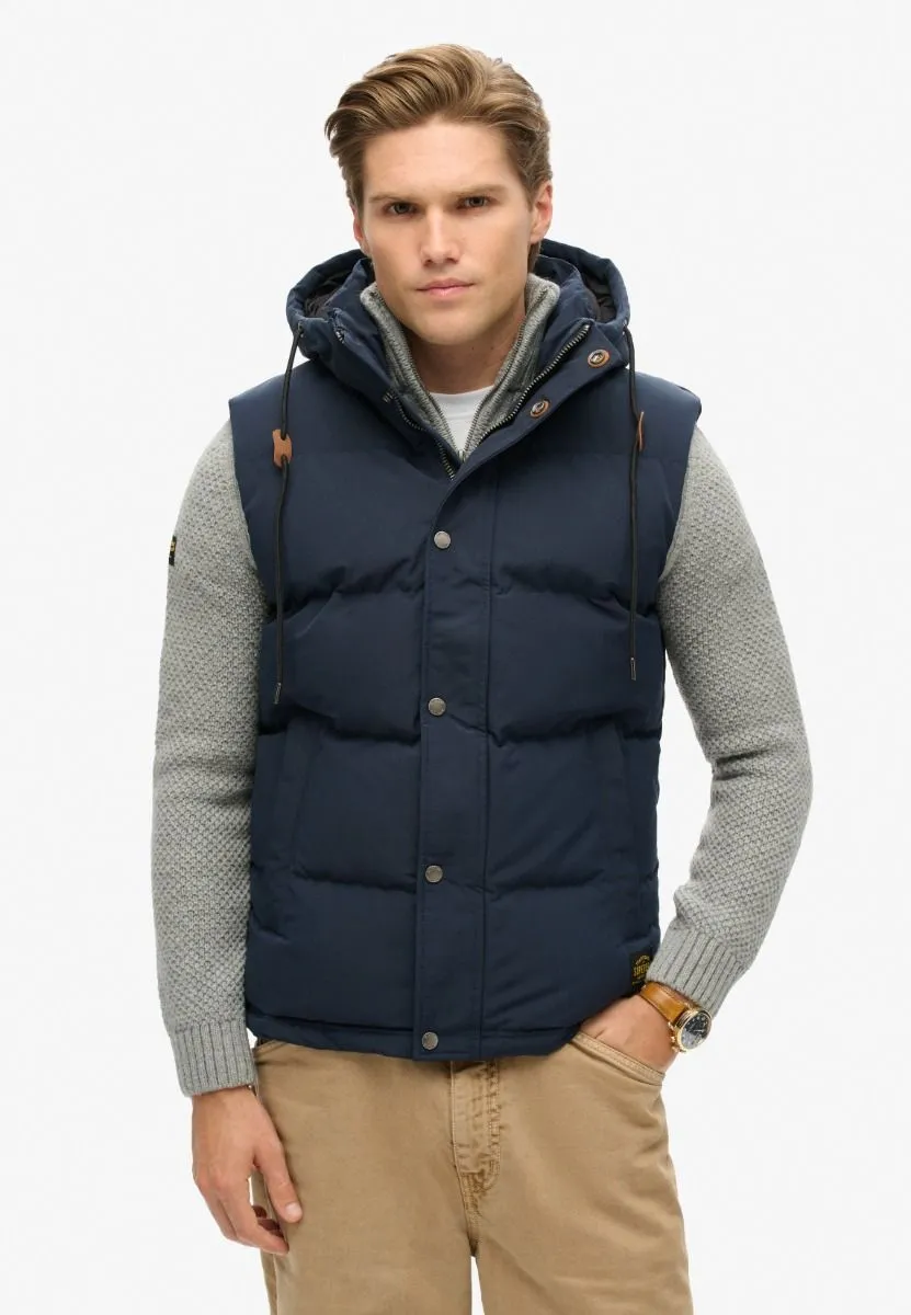 Superdry Eclipse Navy Everest Hooded Puffer Bodywarmer Gilet