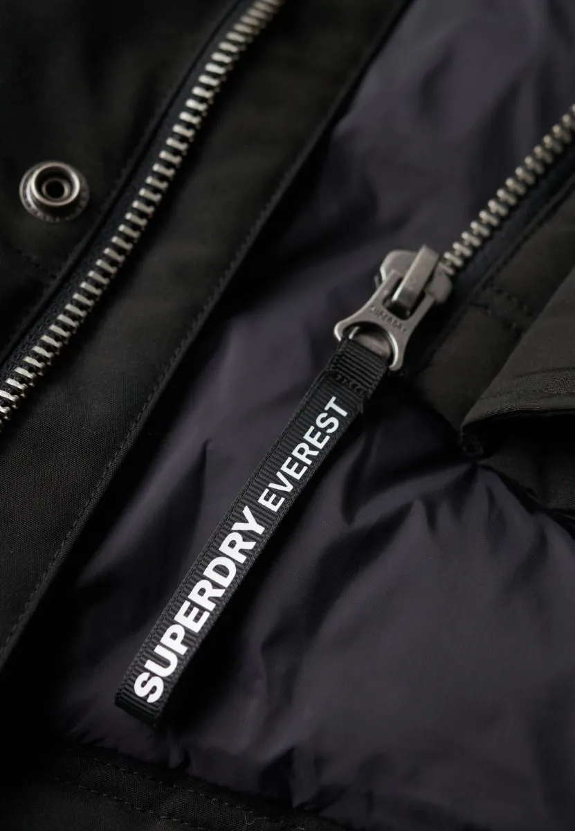 Superdry Everest Hooded Puffer Gilet Bodywarmer Jet Black