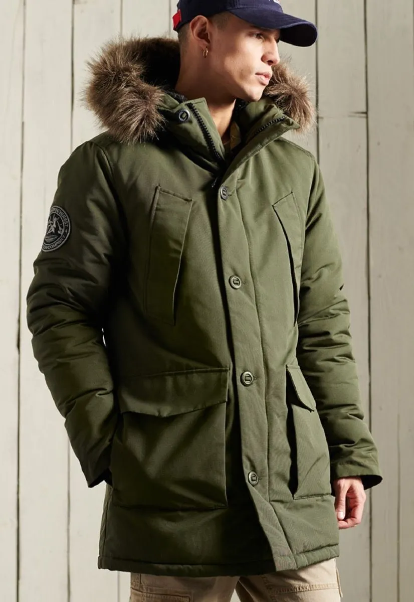 Superdry Hooded Everest Puffer Jacket in Army Khaki Green