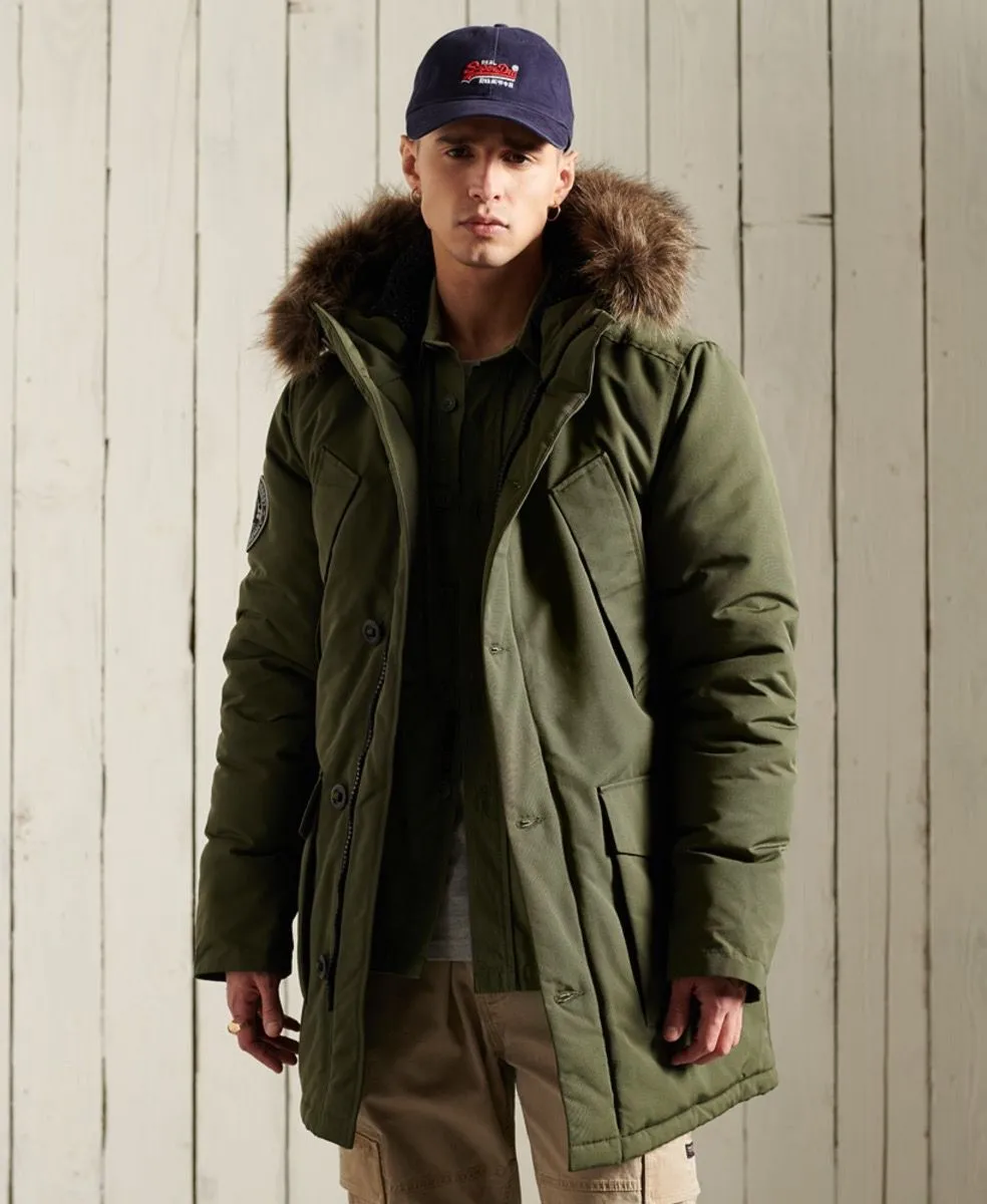 Superdry Hooded Everest Puffer Jacket in Army Khaki Green