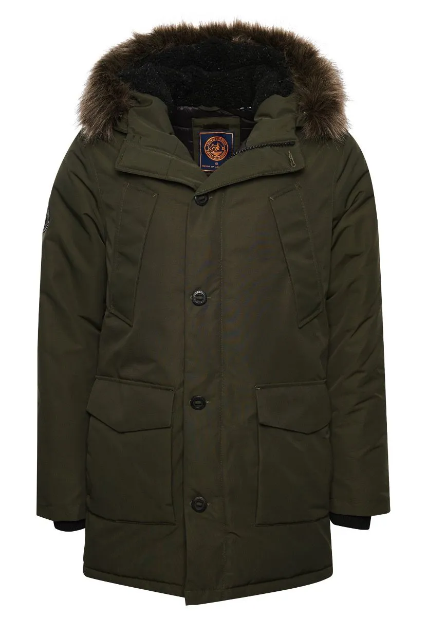 Superdry Hooded Everest Puffer Jacket in Army Khaki Green