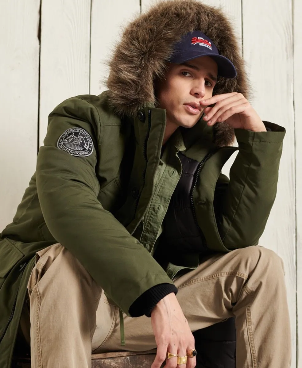 Superdry Hooded Everest Puffer Jacket in Army Khaki Green