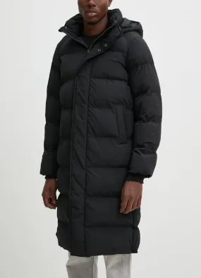 Black Superdry Hooded Longline Puffer Jacket