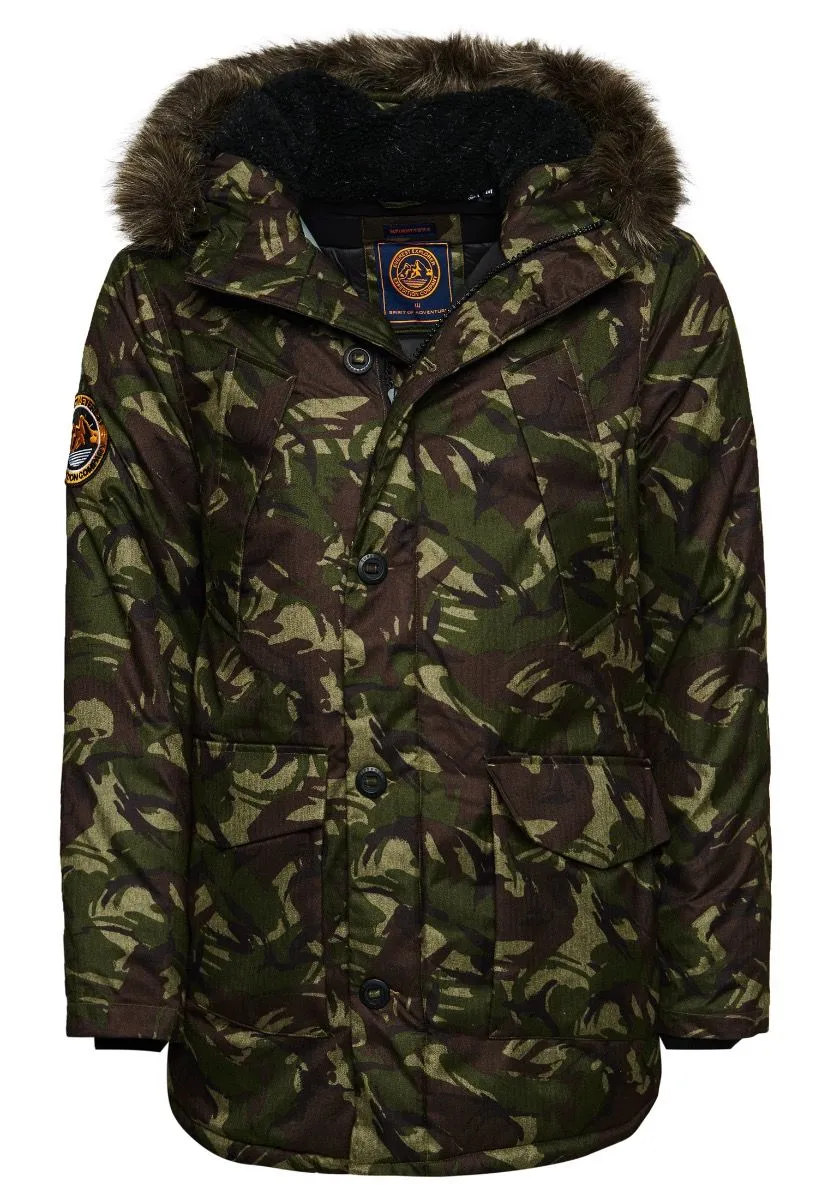 Superdry Marl Camo Green Hooded Everest Puffer Jacket