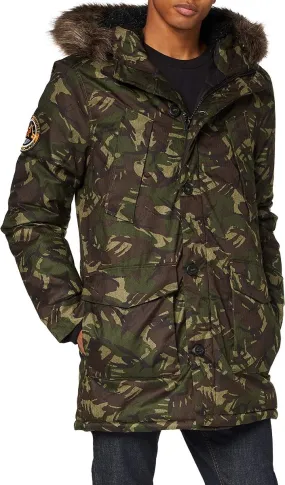 Superdry Marl Camo Green Hooded Everest Puffer Jacket