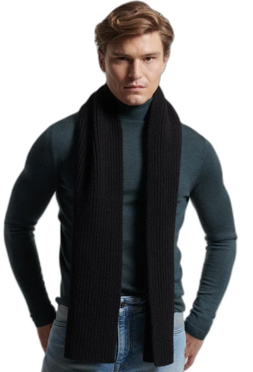 Superdry Premium Wool Blend Scarf in Black